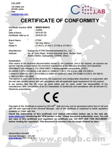 Hot roller CE certificate by CE celab certificate from Guangzhou ETON Import & Export Co., Ltd.