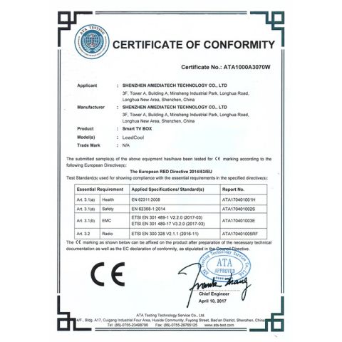 CE certificate from Shenzhen Desen Accessories Co., Ltd.