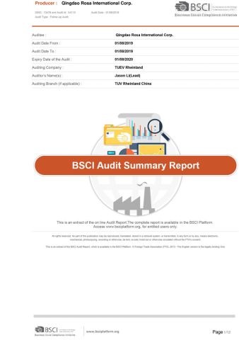 BSCI certificate from Qingdao Rosa Home & Decor Co., Ltd.
