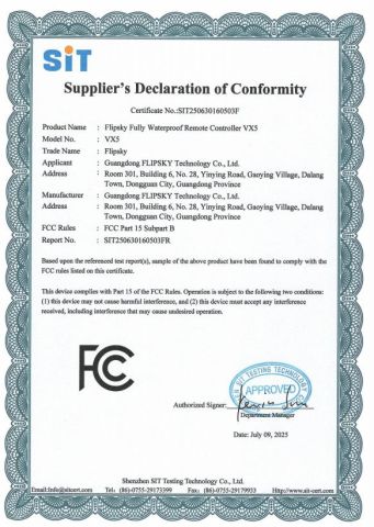 FCC certificate from Guangdong Flipsky Technology Company Ltd.