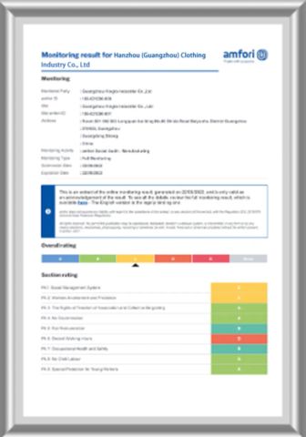 BSCI certificate from Hanzhou (Guangzhou) Garment Manufacturing Co., Ltd.