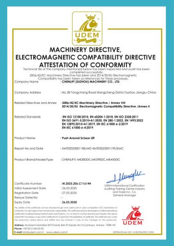 CHENLIFT MINI MK CE Certificate certificate from Chenlift (Suzhou) Machinery Co., Ltd
