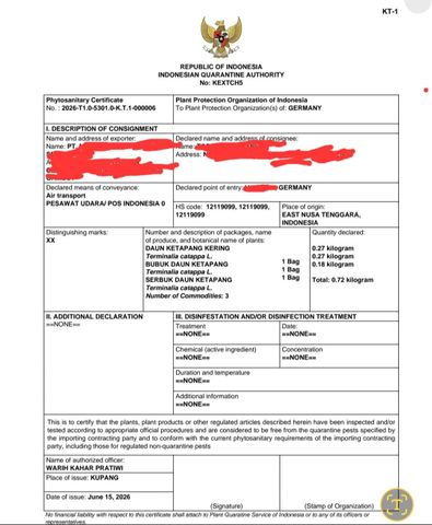 PHYTOSANITARY certificate from Holybangunmakmur.com