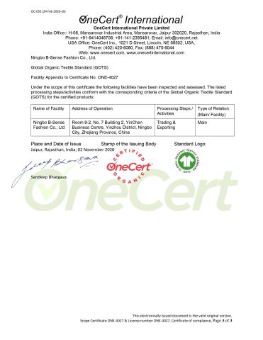 Certificate certificate from Guangzhou Hanguang Fashion Co., Ltd