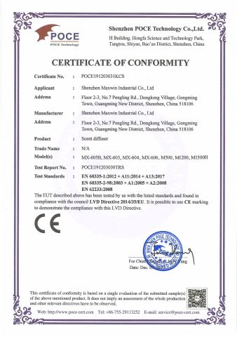 CE CERTIFICATE certificate from Shenzhen Maxwin Industrial Co., Ltd.