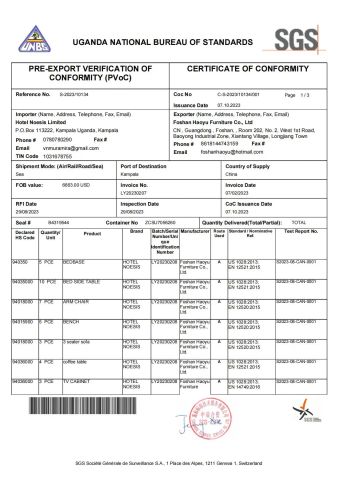 SGS certificate certificate of Foshan Xinda Furniture Co., Ltd. – certificate photo, supplier certificates section