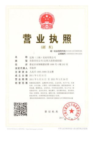 Business licences certificate from Jiangxi Saifu Industry Co., Ltd.