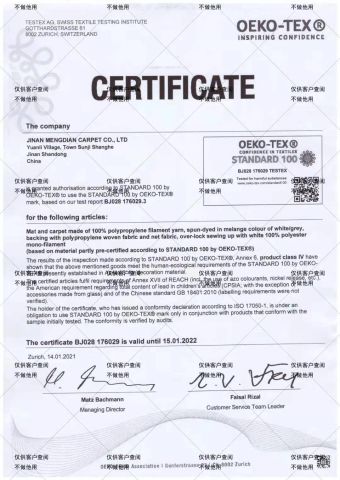 OEKO certificate from Dalian Mairkey International Trading Co., Ltd.