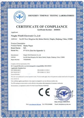 Winhi advertising screen CE certificate from Ningbo Beilun Bonsen Auto Electron Co., Ltd.