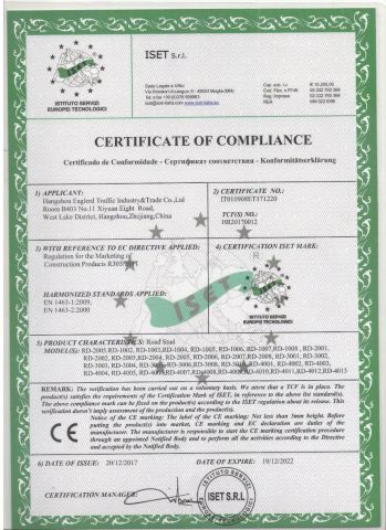 CE certificate from Hangzhou Eaglerd Traffic Industry & Trade Co., Ltd.