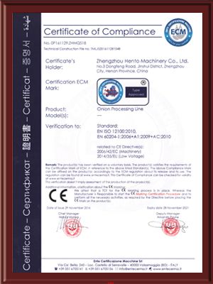 CE Certificate certificate from Zhengzhou Hento Machinery Co., Ltd.