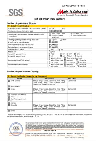 SGS report certificate from JOSO CORPORATION