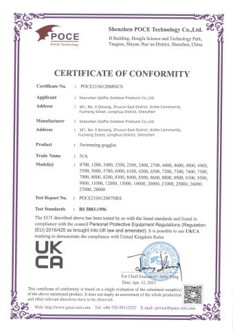 CE certificate from Shenzhen Gloffie Outdoor Products Co., Ltd
