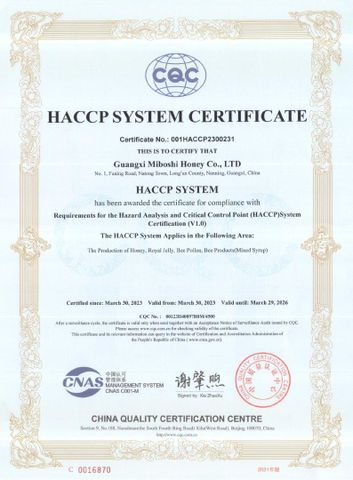 HACCP certificate from JunSep Trading