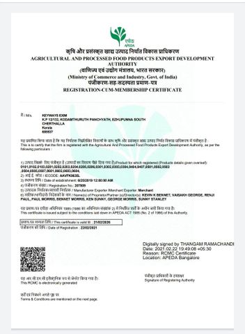 APEDA certificate from keyways exim