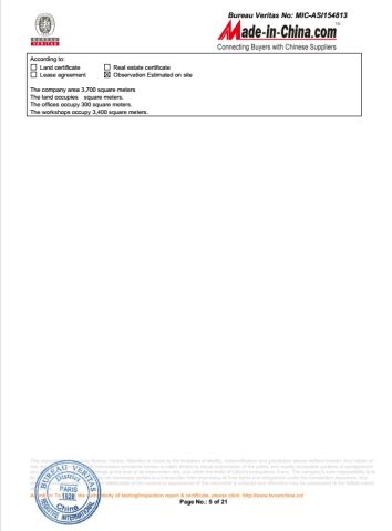 Bureau Veritas Report 5-16 certificate of ZhangJiaGang City YuFeng Beverage Machinery Co., Ltd. – certificate photo, supplier certificates section