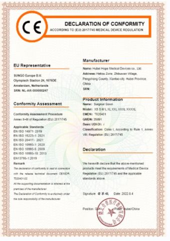 ce certificate from Anhui Xiaoshan Hope Medical Devices Co., Ltd.