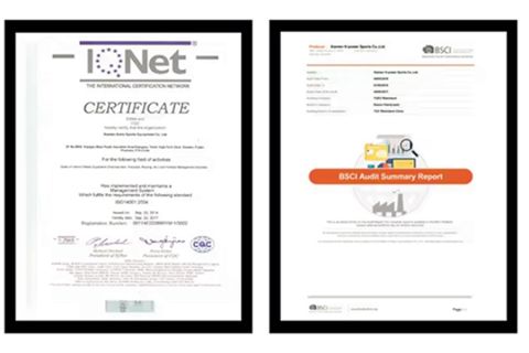 Certificates certificate from Hangzhou Tingjian Sporting Goods Co. Ltd.