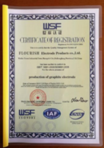 WSF: Production of Graphite Electrode certificate from Qingdao TTWY International Trade Co., Ltd.