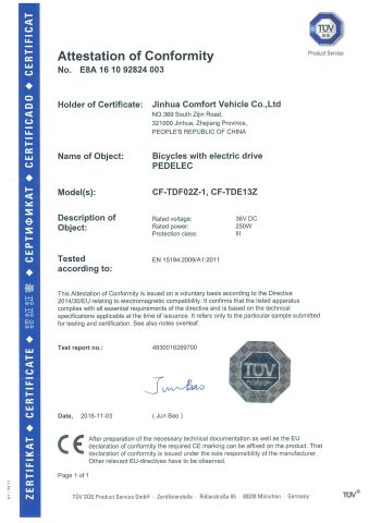 CF-TDF02Z,CF-TDE13Z CE certificate certificate from Jinhua Leichten Electric Technology Co., Ltd.