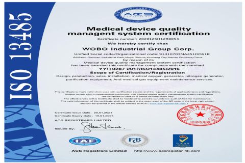 ISO13485 certificate from WOBO Industrial Group Corp.