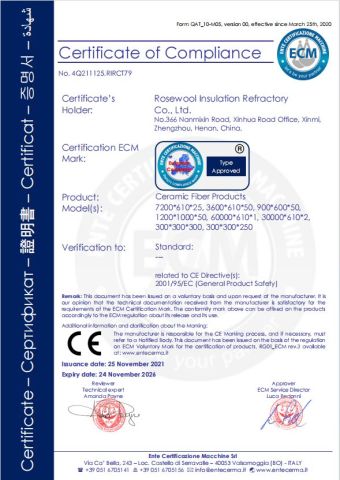 Ceramic Fiber CE certificate from Rosewool Insulation Refractory Co., Ltd.