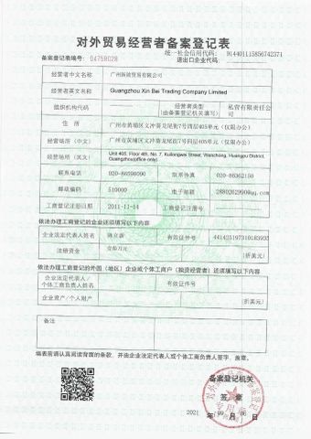 Export License certificate of Zhongshan Hongli Handware Store (Individul Business Owner) – certificate photo, supplier certificates section