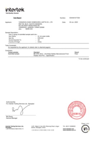 BS1970:2012 certificate from Yangzhou Ease Homeware & Gifts Co., Ltd.