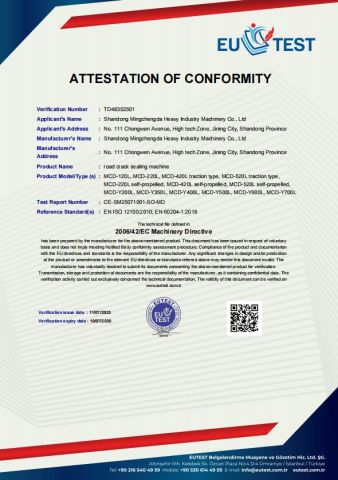 CE certificate certificate from Shandong Mingchengda Heavy Industry Machinery Co., Ltd.