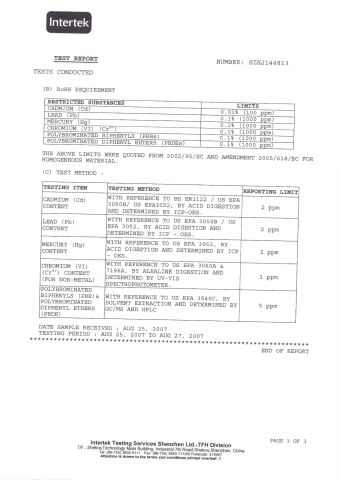 3.Low Toxicity Report certificate from Wenzhou Linxi Amusement Equipment Co., Ltd.