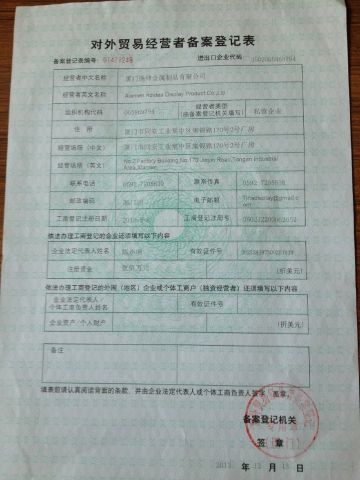 The export qualification certificate certificate of Adidea (Xiamen) Industry And Trade Co., Ltd. – certificate photo, supplier certificates section