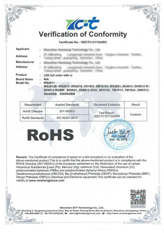 ROHS1 certificate from Jiangmen Xinghong Lighting Co., Ltd.