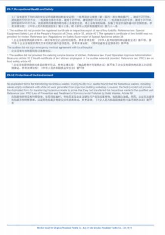 BSCI-6 certificate from QINGDAO ROADZEAL TEXTILE CO., LTD.