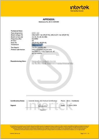 SEMKO certificate from Wenzhou Huishang Electric Co. Ltd.