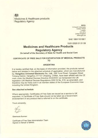 UK FSC certificate from Hangzhou Universal Electronic Co., Ltd.