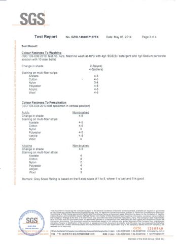 SGS for H & E Tape certificate from Foshan Casland Garments Co., Ltd.