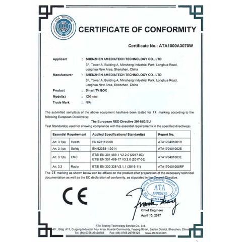 X96M certificate from Shenzhen Desen Accessories Co., Ltd.