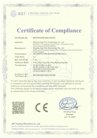 CE certificate of Nanjing Jiayi Fire Technology Co., Ltd – certificate photo, supplier certificates section