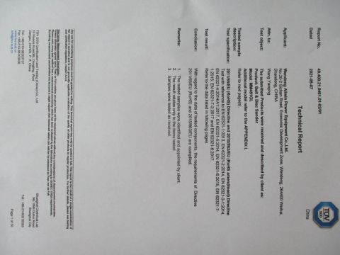 ROHS reort certificate of Weihai Allwin Electrical & Mechanical Tech Co., Ltd. – certificate photo, supplier certificates section