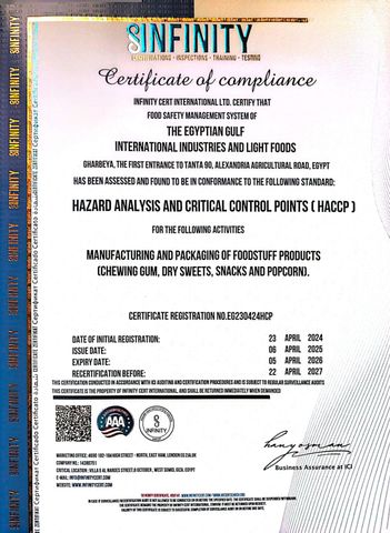 HACCP certificate from Egy-gulf