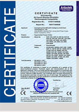 CE certificate from Guangdong Green & Health Intelligence Cold Chain Technology Co., Ltd.