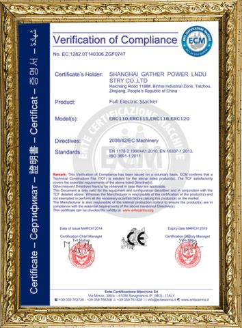 CE certificate from Jiangsu Gather Power Industry Co., Ltd.
