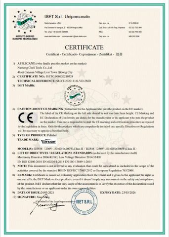CE4 certificate from Nantong Cheli Tools Co., Ltd.