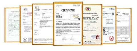 Certificates certificate from Dongyang Huaiwei Hat Industry Co., Ltd.