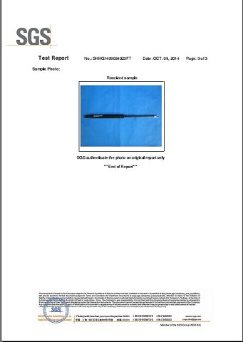 SGS ROHS certificate from Changzhou Longxiang Gas Spring Co., Ltd.