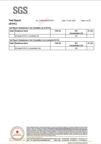 REACH Compliance certificate of CB (XIAMEN) INDUSTRIAL CO., LTD. – certificate photo, supplier certificates section