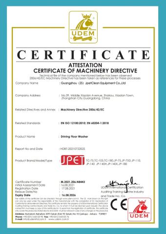 Ride on scrubber series certificate from Guangzhou JpetClean Equipment Co.,Ltd