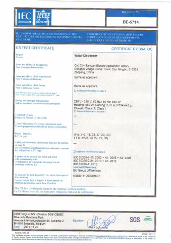 CB certificate from Ningbo Ispuring Intelligent Technology Co., Ltd.