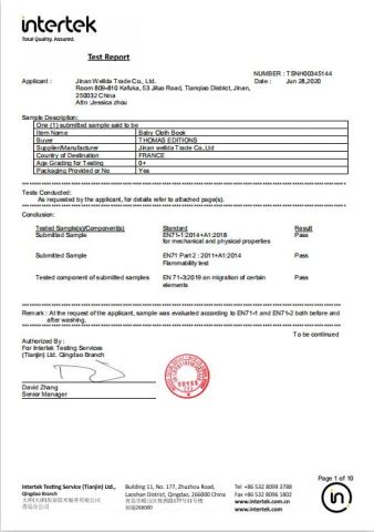 Certificates certificate from Jinan Wellda Trade Corporation Ltd