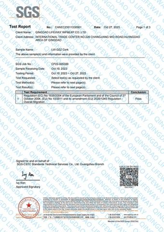 SGS-Cap-1 certificate from QINGDAO LIFEWAY IMP&EXP CO., LTD